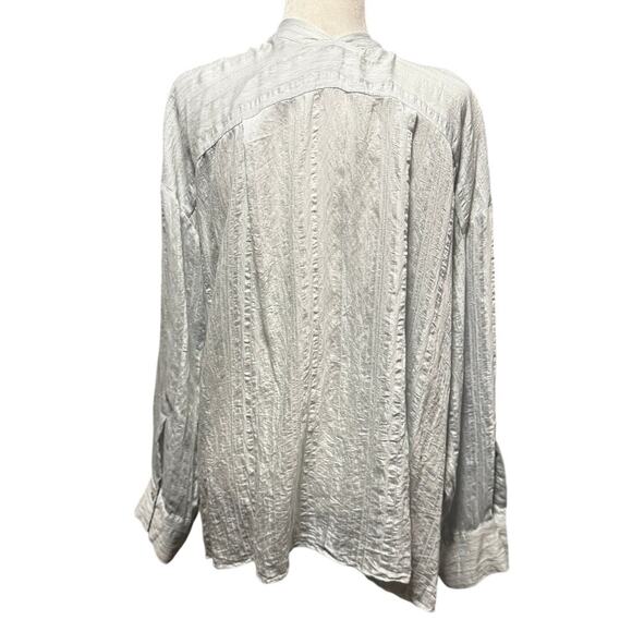 Vince Textured Open Deep V-Front Shirt Cardigan – Icy Baby Blue – Size 3X - Picture 3 of 8